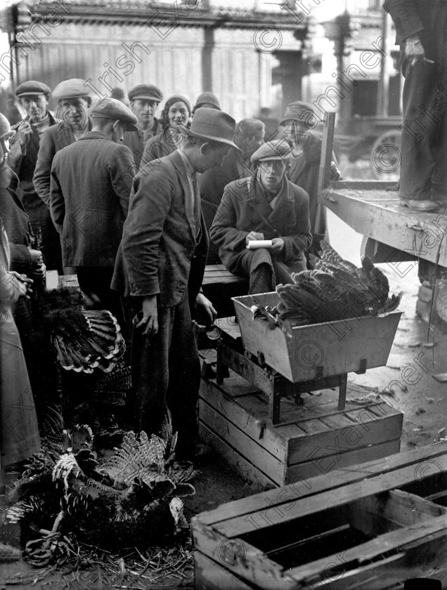 758252 758252 
 Please archive -
Poultry market at Midleton, Co. Cork 14/12/1934 Ref. 441B Old black and white markets fairs turkeys