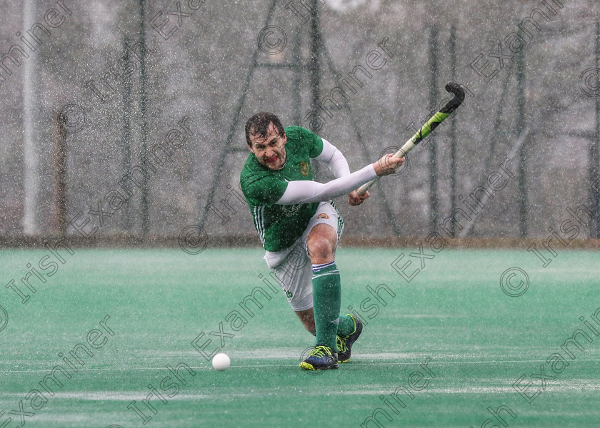 09E8C11D-EF84-404F-83CF-2A3580502483 
 Clive Kennedy who plays for Glennane hockey club, hits the ball during storm Dennis on Saturday the 15th of Feb 2020 in St. Andrews college!