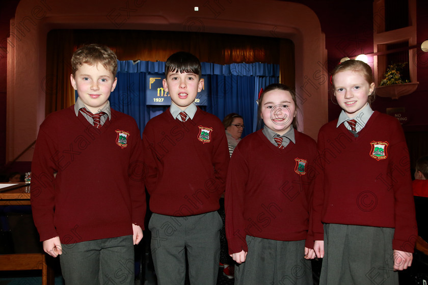 Feis10032020Tues15 
 15
James Henchion, John Michael Foley, Fiona Walsh and Aoibheann Ryan from Timoleague NS

Class:476: “The Peg O’Mahony Memorial Perpetual Cup” Choral Speaking 4thClass

Feis20: Feis Maitiú festival held in Father Mathew Hall: EEjob: 10/03/2020: Picture: Ger Bonus.