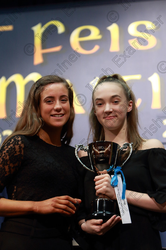 Feis02032019Sat11 
 11
Bronze Medallist Siri Forde from Bishopstown and Cup winner Abbie Palliser Kehoe from Carrigaline.

Class: 18: “The Junior Musical Theatre Recital Perpetual Cup” Solo Musical Theatre Repertoire 15 Years and Under A 10 minute recital programme of contrasting style and period.

Feis Maitiú 93rd Festival held in Fr. Mathew Hall. EEjob 02/03/2019. Picture: Gerard Bonus