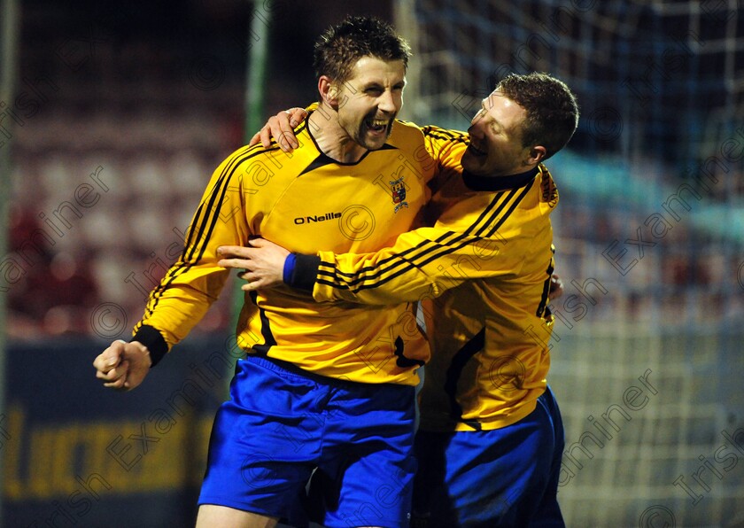 1584961 1584961 
 College Corinthians David Welch (left) celebrates his second goal with Ian Long against Midleton during the Keane cup final against Midleton FC at Turners Cross
Picture: Eddie O'Hare