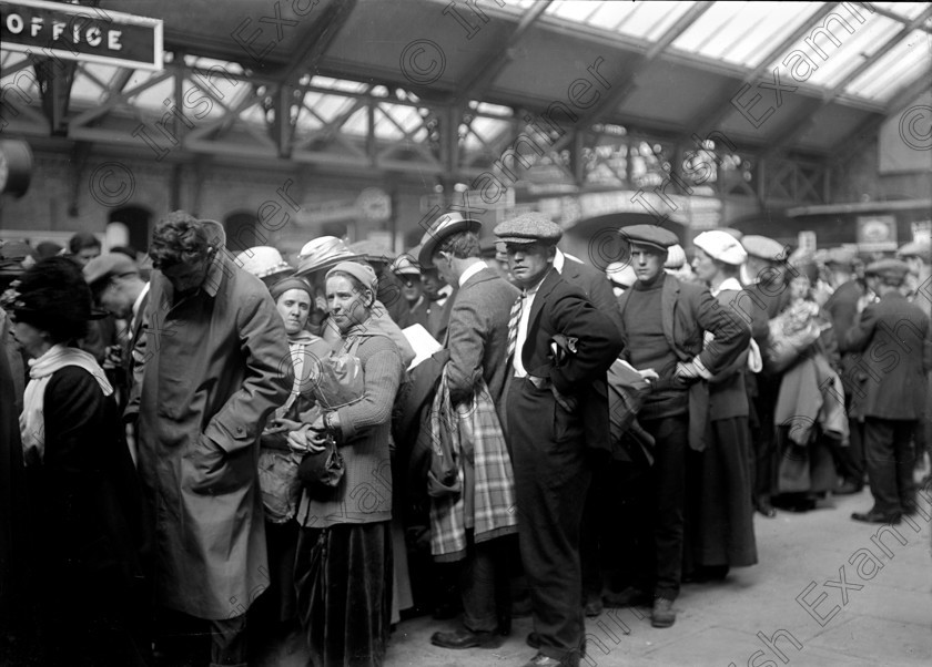 425832 
 The Cunard liner Lusitania, carrying 1,918 passangers and crew, was hit by a torpedo fired from a German U-boat at 2.00 p.m. on the afternoon of May, 7th., 1915. 764 people survived the sinking which took place10 miles off the Old Head of Kinsale. Some of the survivors are pictured at Cobh (Queenstown) railway station shortly after the event. 08/05/1915 Ref. 44
Old black and white war ships boats tragedies