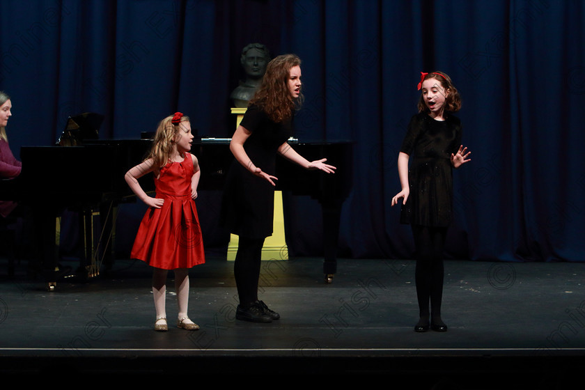 Feis0103202053 
 49~54
Sarah Jane, Sophie and Ellie Kennedy from Killeens performing.

Class:596: Family Class

Feis20: Feis Maitiú festival held in Father Mathew Hall: EEjob: 01/03/2020: Picture: Ger Bonus.