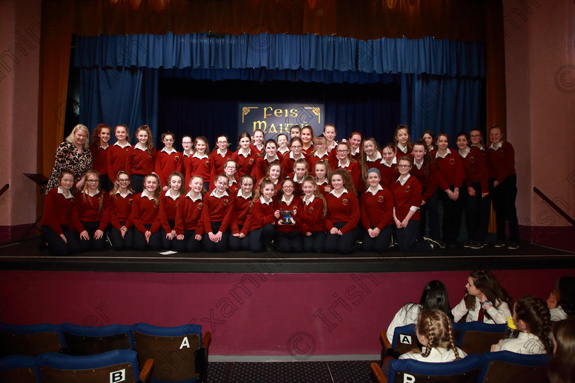 Feis27022019Wed52 
 52~53
Cup Winners and Silver Medallists Loreto 1st Year A. with Music Teacher Sharon Glancy.

Class: 83: “The Loreto Perpetual Cup” Secondary School Unison Choirs

Feis Maitiú 93rd Festival held in Fr. Mathew Hall. EEjob 27/02/2019. Picture: Gerard Bonus