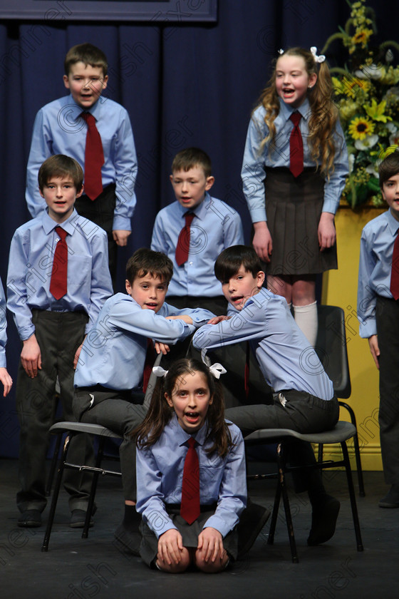 Feis23022018Fri40 
 37~40
Oven’s NS performing.
 Speech and Drama Class: 476: “The Peg O’Mahony Memorial Perpetual Cup” Choral Speaking 4th Class Feis Maitiú 92nd Festival held in Fr. Mathew Hall. EEjob 23/02/2018 Picture: Gerard Bonus.