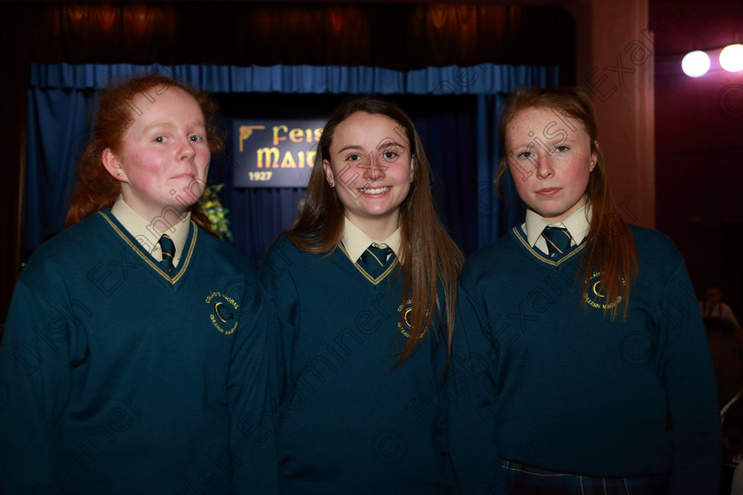 Feis27022019Wed71 
 71
Emma Dennehy, Kayla Cowhie and Sophie Nolan Glanmire Community School.

Class: 82: “The Echo Perpetual Shield” Part Choirs 15 Years and Under Two contrasting songs.

Feis Maitiú 93rd Festival held in Fr. Mathew Hall. EEjob 27/02/2019. Picture: Gerard Bonus