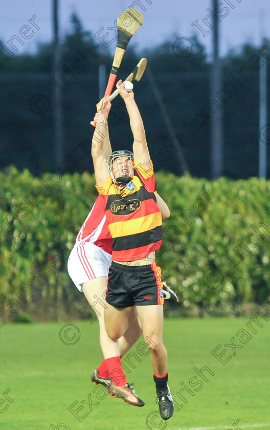 DKE230915hurling004 
 EEjob 23/09/2015
Echo/Exam Sport
Josh Beausang, St Colman's, wins possession as he's challenged by Finbarr Cagney, Charleville, during their Carrigaline Court Hotel Premier 2 MHC final at Fermoy.
Picture: David Keane.