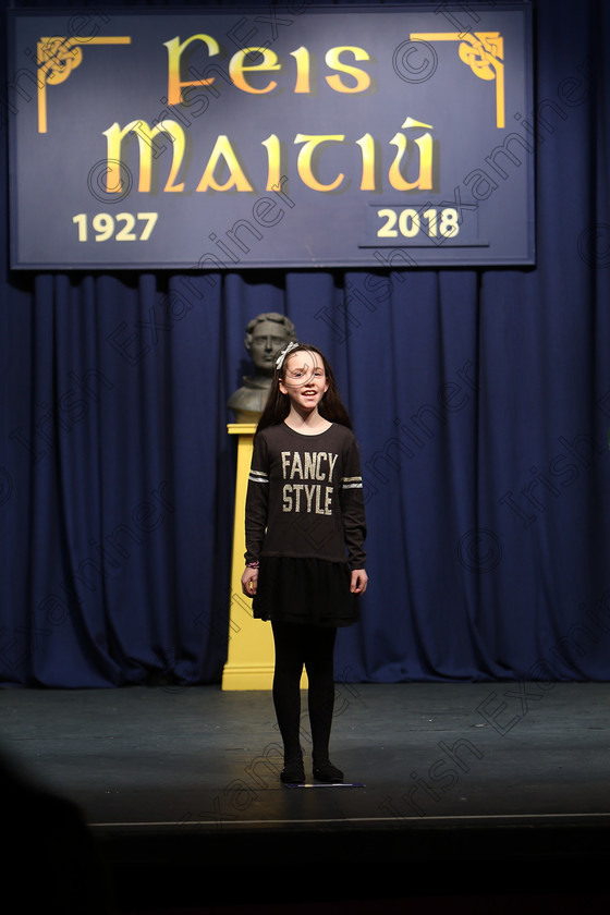 Feis12032018Mon09 
 09
Silver Medallist Aoibhe Greally from Carrigaline.
 Speech and Drama Class: 365: Solo Verse Speaking Girls 10 Years and Under Section 4 Feis Maitiú 92nd Festival held in Fr. Mathew Hall. EEjob 12/03/2018 Picture: Gerard Bonus