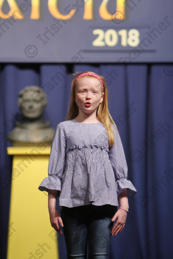 Feis25032018Sun27 
 27
Tara Daly received a Bronze Medal for reciting her poem.
 Speech and Drama Class: 365: Solo Verse Speaking Girls 10 Years and Under Section 5 Feis Maitiú 92nd Festival held in Fr. Mathew Hall. EEjob 25/03/2018 Picture: Gerard Bonus