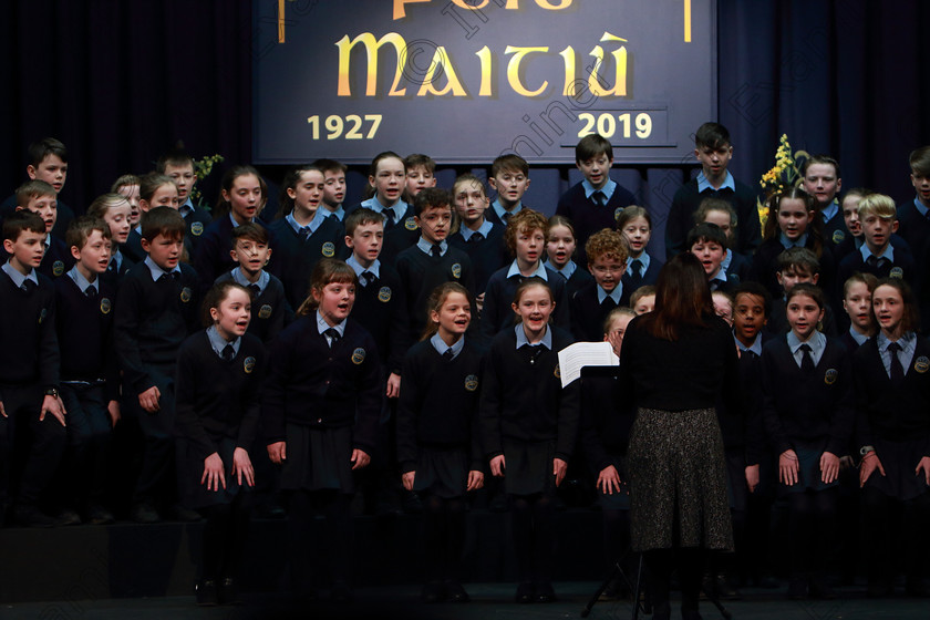 Feis28022019Thu21 
 17~21
Scoil Naomh Fionán. Rennies singing “Mama Mia”.

Class: 84: “The Sr. M. Benedicta Memorial Perpetual Cup” Primary School Unison Choirs–Section 1Two contrasting unison songs.

Feis Maitiú 93rd Festival held in Fr. Mathew Hall. EEjob 28/02/2019. Picture: Gerard Bonus