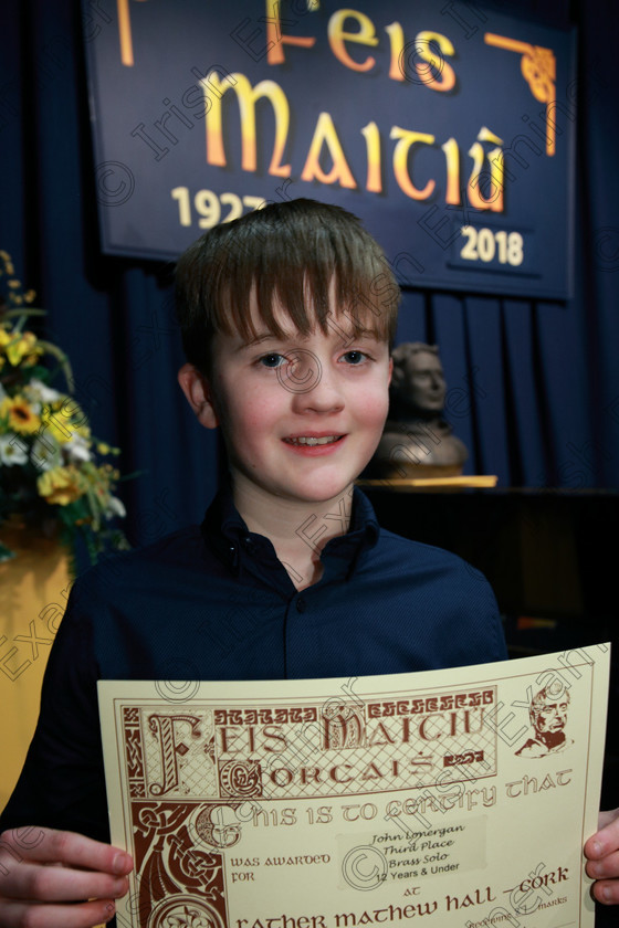 Feis06022018Tue24 
 24
Joint 3rd place John Lonergan from Conna.
 Instrumental Music Class: 205: Brass Solo 12 Years and Under Feis Maitiú 92nd Festival held in Fr. Mathew Hall. EEjob 05/02/2018 Picture: Gerard Bonus.