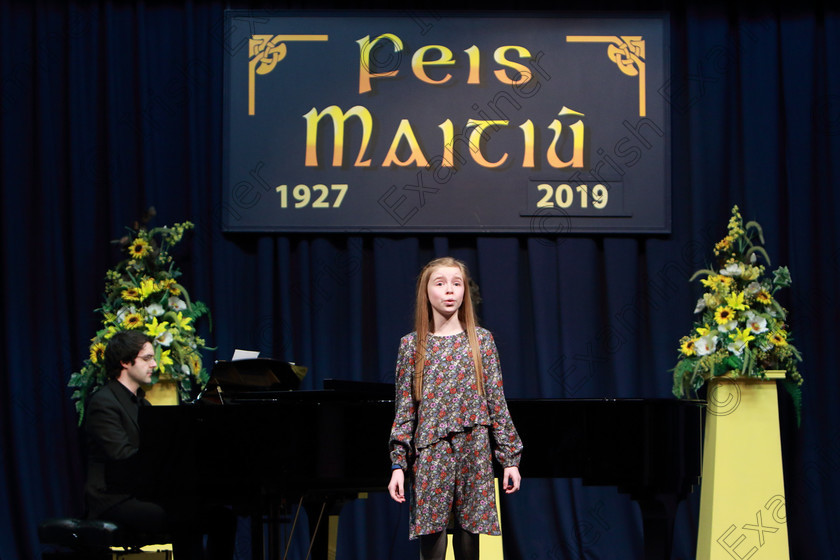 Feis26022019Tue32 
 32
Third Place: Sophia Herlihy from Ballinhassig singing accompanied by Tom Doyle.

Class: 53: Girls Solo Singing 13 Years and Under–Section 1 John Rutter –A Clare Benediction (Oxford University Press).

Feis Maitiú 93rd Festival held in Fr. Mathew Hall. EEjob 26/02/2019. Picture: Gerard Bonus