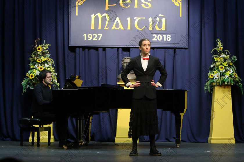 Feis26032018Mon72 
 72
Tessa Haughton Lynch from Blackrock singing “Practically Perfect” from Mary Poppins accompanied by Tom Doyle.
 Speech and Drama Class: 111: “The Edna McBirney Memorial Perpetual Cup” Solo Action Song 16 Years and Under Section 1 An action song of own choice Feis Maitiú 92nd Festival held in Fr. Mathew Hall. EEjob 26/03/2018 Picture: Gerard Bonus