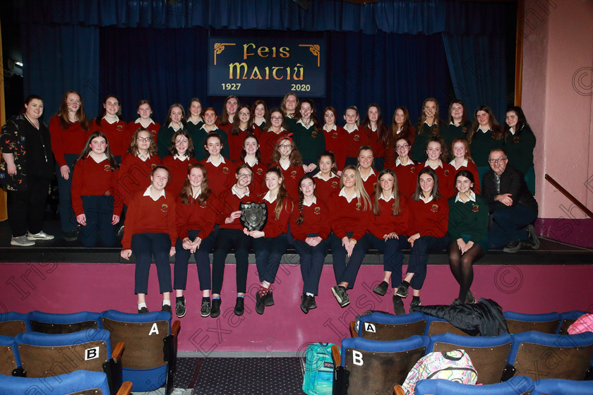 Feis26022020Wed59 
 59
Loreto Secondary School Choir sang A Winter’s Tale to win the Shield & Gold Medal with Music teachers Mary Donovan and Tom Fouhy.

Class:81: “The Father Mathew Perpetual Shield” Part Choirs 19 Years and Under

Feis20: Feis Maitiú festival held in Father Mathew Hall: EEjob: 26/02/2020: Picture: Ger Bonus.