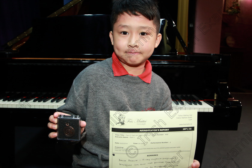 Feis05022019Tue12 
 12
2nd Place, Bronze Medallist Ryan Li from Douglas.

Class: 187: Piano Solo 9 Years and Under –Confined Two contrasting pieces not exceeding 2 minutes.

Feis Maitiú 93rd Festival held in Fr. Matthew Hall. EEjob 05/02/2019. Picture: Gerard Bonus