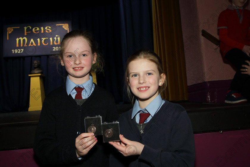 Feis20032018Tue42 
 39~42
Bronze Medallists Duo Lucy Matson and Sarah O’Sullivan from Ovens for their performance of “A Little Princess”.
 Speech and Drama Class: 313: Dramatic Duo 8 Years and Under Feis Maitiú 92nd Festival held in Fr. Mathew Hall. EEjob 20/03/2018 Picture: Gerard Bonus.