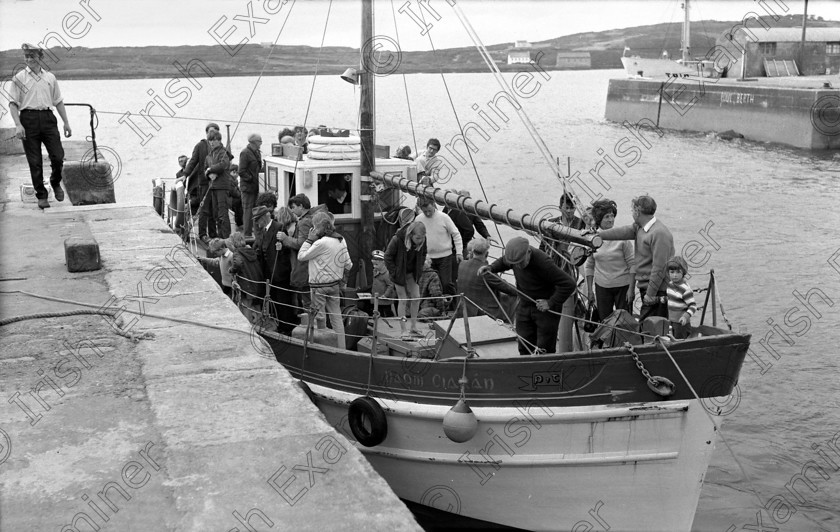 908996 908996 
 For 'READY FOR TARK'
The Baltimore to Cape Clear ferry Naomh Ciaran pictured in July 1970 Ref. 638P-48 old black and white vessels west cork boats
