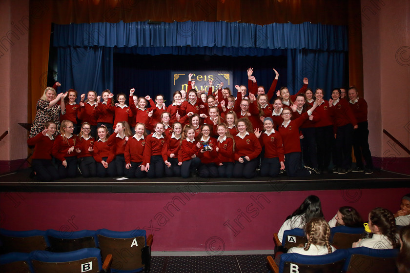 Feis27022019Wed53 
 52~53
Cup Winners and Silver Medallists Loreto 1st Year A. with Music Teacher Sharon Glancy.

Class: 83: “The Loreto Perpetual Cup” Secondary School Unison Choirs

Feis Maitiú 93rd Festival held in Fr. Mathew Hall. EEjob 27/02/2019. Picture: Gerard Bonus