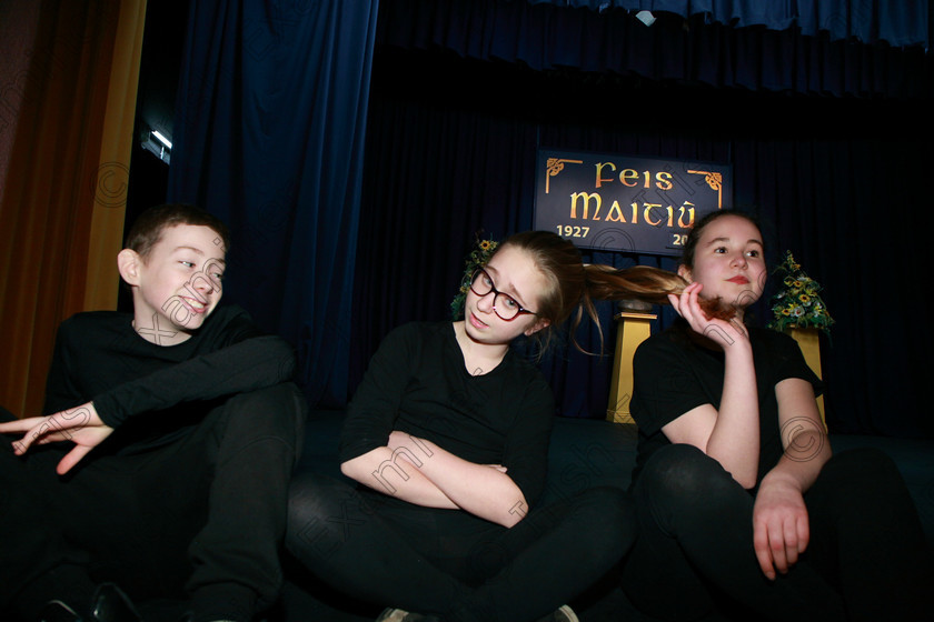 Feis16022018Fri04 
 4
Camron O’Byrne, Lucy Cusack and Niamh Carroll from Ellis Stage School performing “Ouch That Hurt”
 Speech and Drama section 1 Class: 343: Group Improvisation 13YearsandUnder
Feis Maitiú 92nd Festival held in Fr. Mathew Hall. EEjob 16/02/2018 Picture: Gerard Bonus.