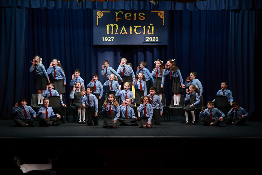 Feis10032020Tues49 
 48~54
Cup Winners and Silver Medallists; Ovens NS performing Transylvania Dreaming.

Class:476: “The Peg O’Mahony Memorial Perpetual Cup” Choral Speaking 4thClass

Feis20: Feis Maitiú festival held in Father Mathew Hall: EEjob: 10/03/2020: Picture: Ger Bonus.